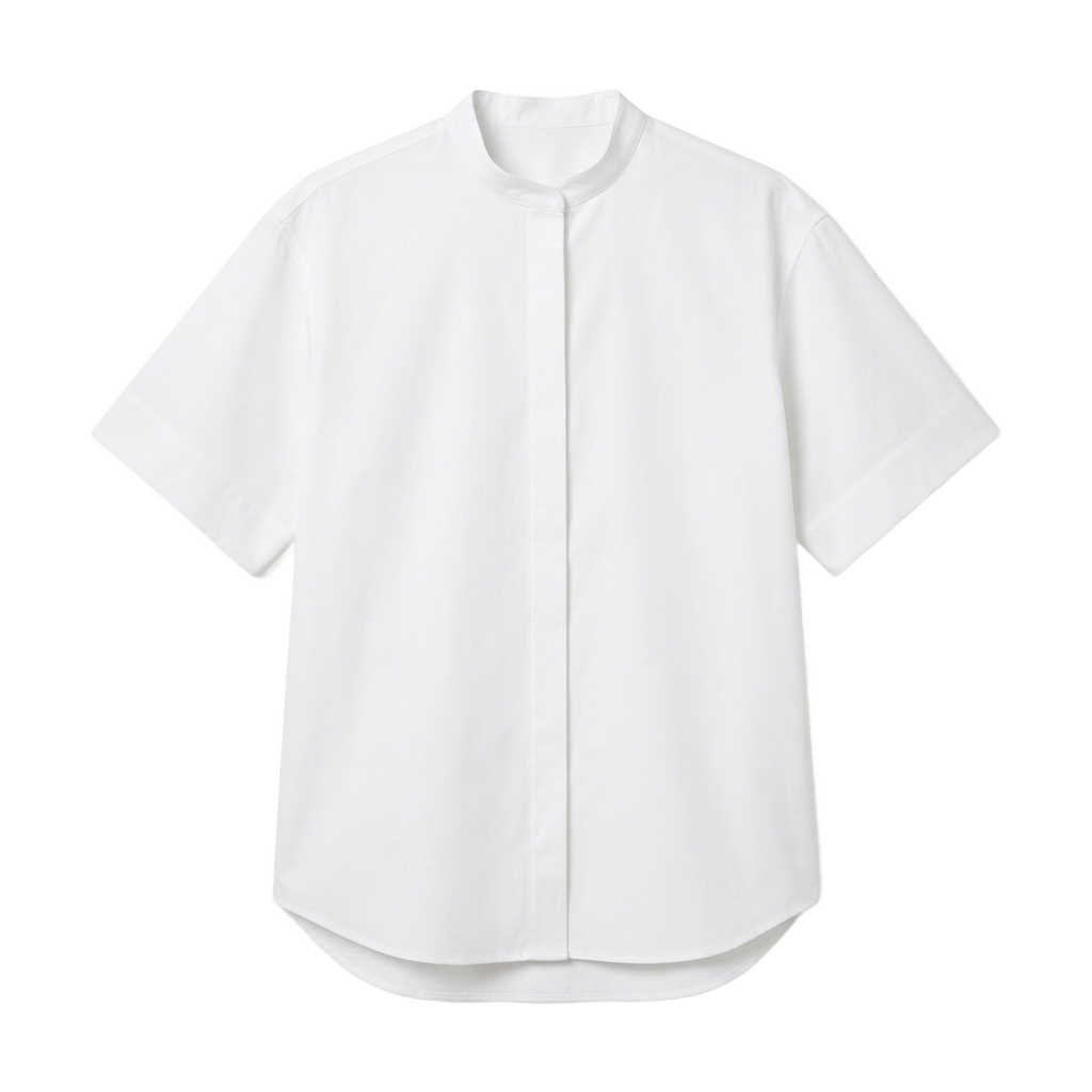 Short-Sleeve Band Collar Shirt