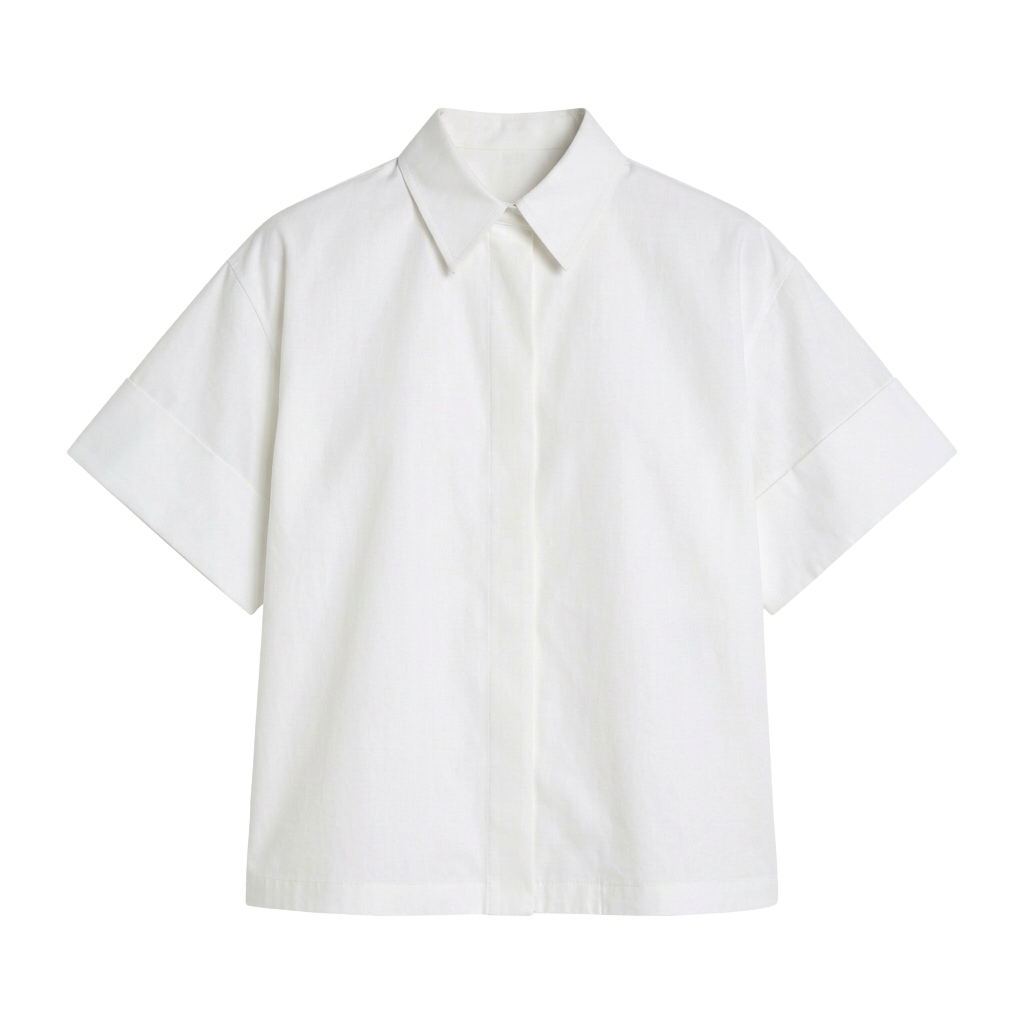 Short Sleeve Poplin Button-up